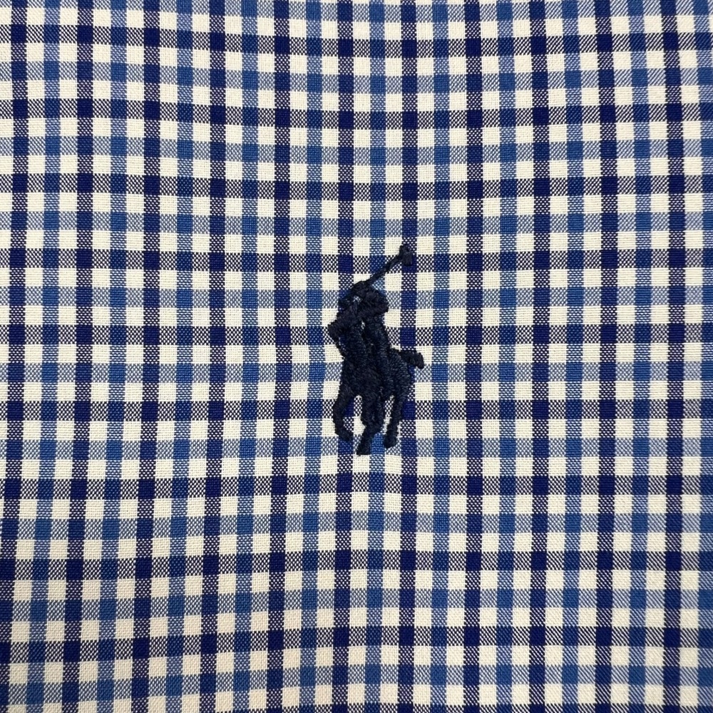 Ralph Lauren Classic Fit Gingham Shirt Men Large Blue White Preppy Ivy‎ Office